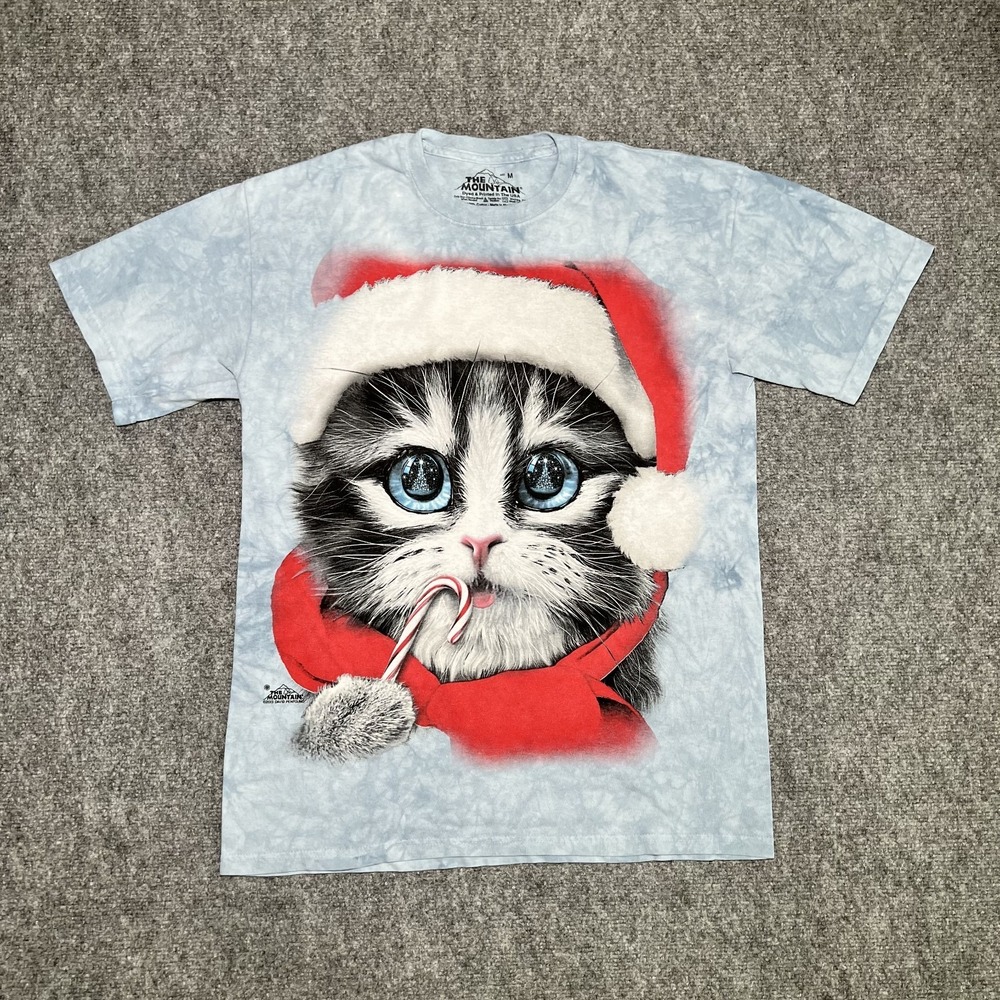 The Mountain Tie-Dye Christmas Cat Eating Holiday Candy Cane Medium 2013